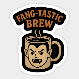 Fang-tastic Brew - Cute Vampire Coffee Mug Halloween Design Sticker